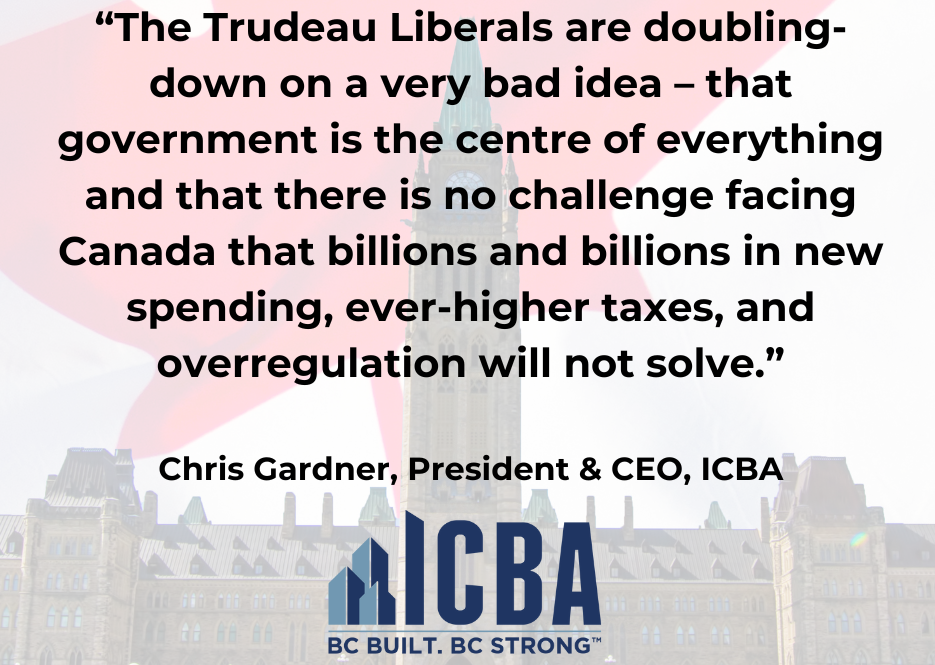 ICBA NEWS RELEASE: Trudeau Government Can’t Tax-and-Spend its Way to Canadian Prosperity